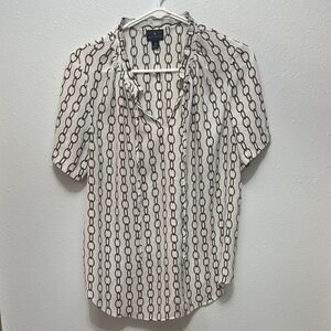 Chain Print Blouse - Brown and White sz m